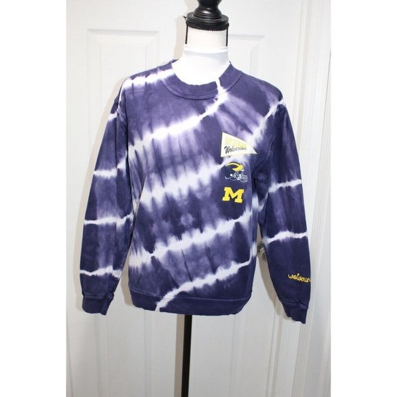 WEAR Erin Andrews U of Michigan Wolverines Blue Tie Dye Sweatshirt Top Size S - Picture 2 of 4